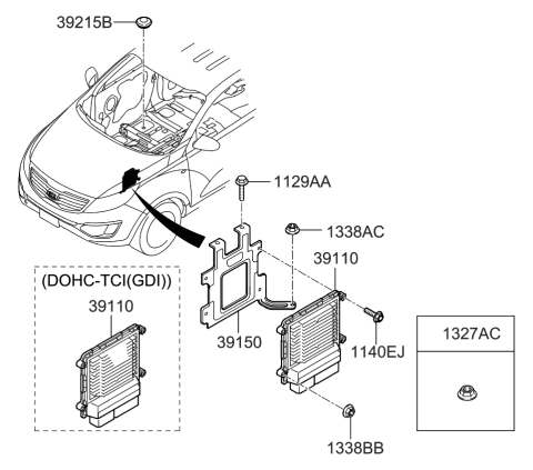 2011 Kia Sportage Engine Ecm Control Module Diagram for 391172G691