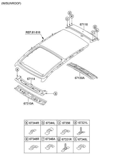 2012 Kia Sportage Bracket-Roof GARN Mounting Rear Diagram for 673463W300