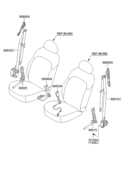 2010 Kia Sportage Adjuster Assembly-Height Diagram for 888902S500