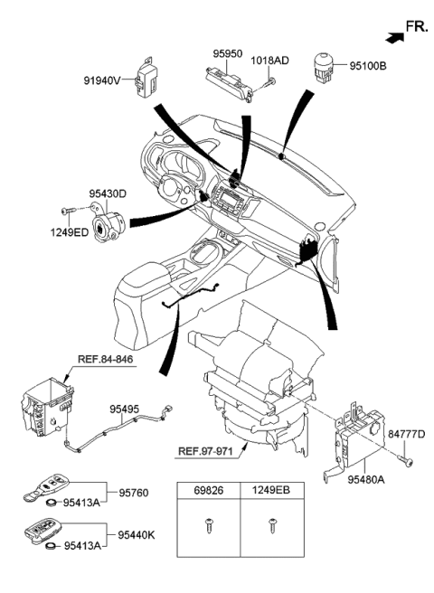 2010 Kia Sportage Button Start Swtich Assembly Diagram for 954303W900WK