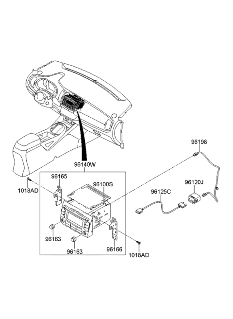 2013 Kia Sportage Audio Assembly Diagram for 961603W160AM5