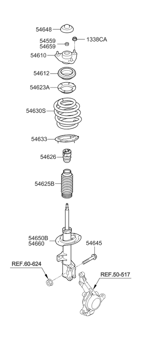 2011 Kia Sportage Front Strut Assembly Kit, Right Diagram for 546613W600