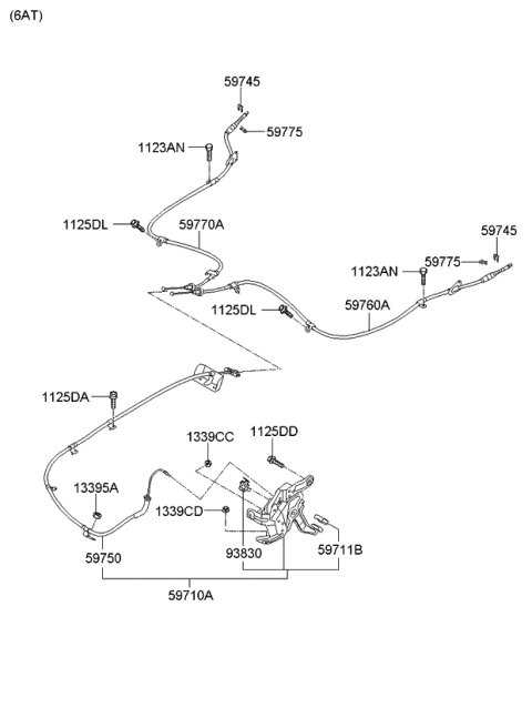 2013 Kia Sportage Cable Assembly-Parking Brake Diagram for 597702S500