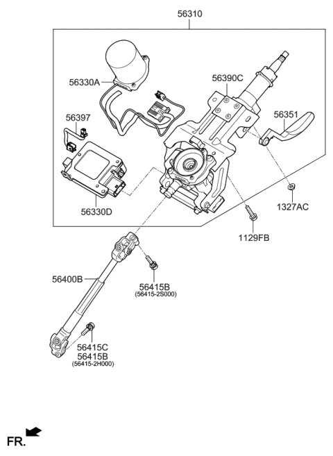 2012 Kia Sportage Joint Assembly-Steering Diagram for 564002S201