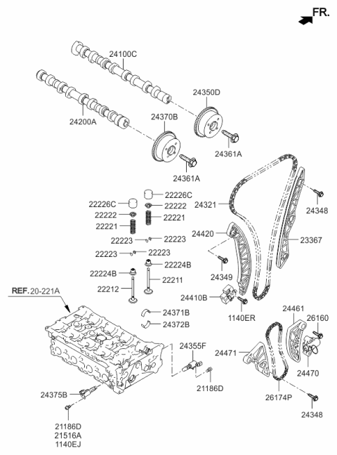 2011 Kia Sportage Chain-Oil Pump Diagram for 243222G250