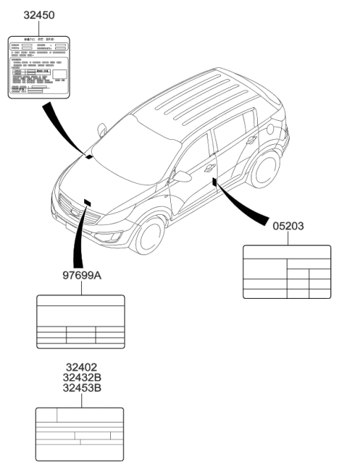 2011 Kia Sportage Label-1(Usa) Diagram for 354172G930