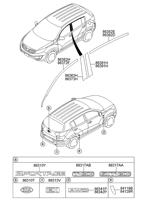 2010 Kia Sportage Film-Rear Door Anti Chip Diagram for 875393W000