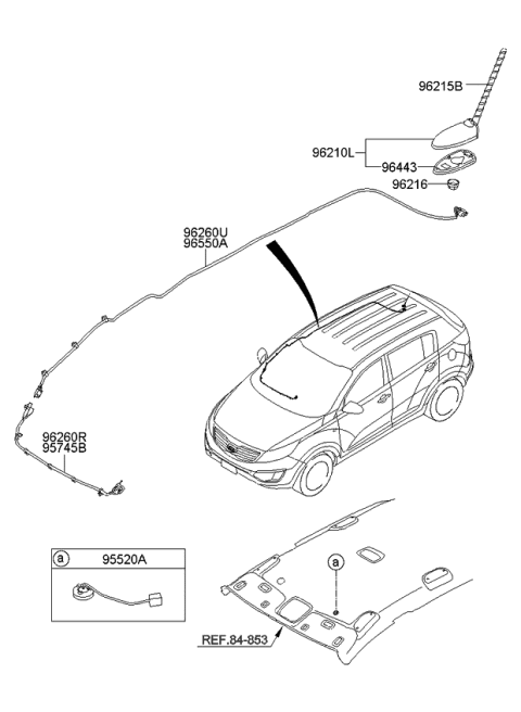 2013 Kia Sportage Combination Antenna Assembly Diagram for 962103W200