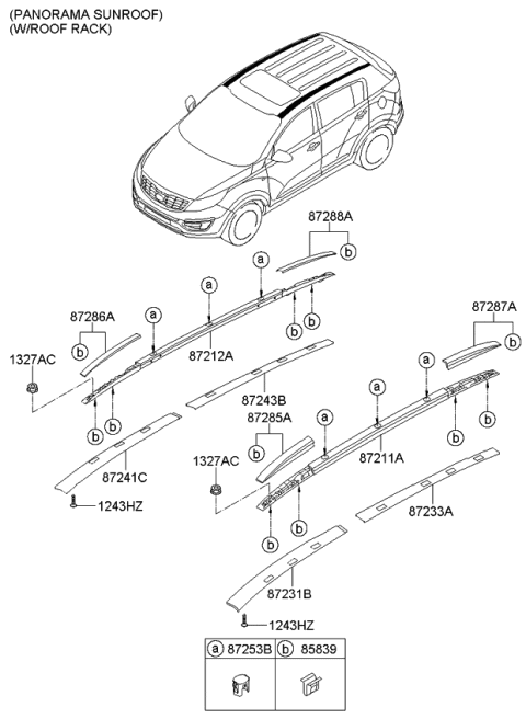 2012 Kia Sportage MOULDING Assembly-Roof R Diagram for 872333W510