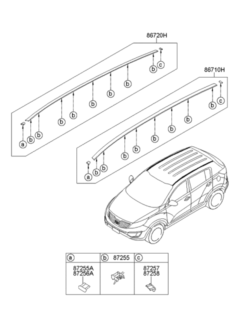 2011 Kia Sportage Roof Garnish & Rear Spoiler Diagram 1