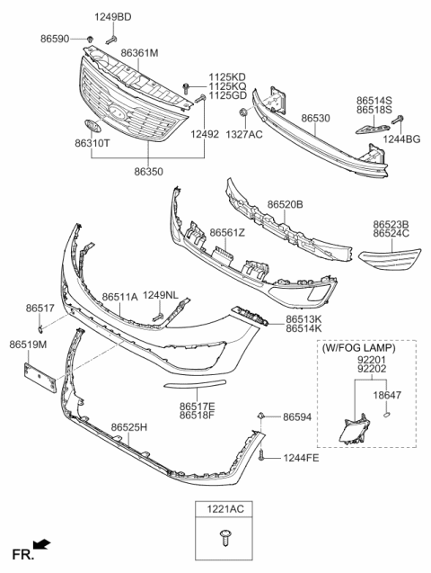 2010 Kia Sportage Radiator Grille Assembly Diagram for 863503W040