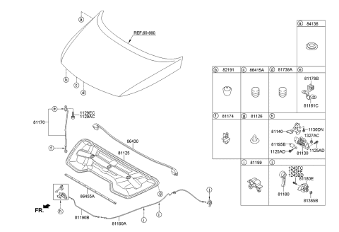 2012 Kia Sportage Handle Assembly-Hood Latch Diagram for 811812B000GAH