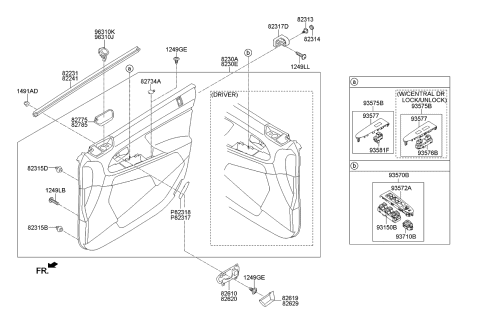 2013 Kia Sportage Power Window Main Switch Assembly Diagram for 935703W000WK