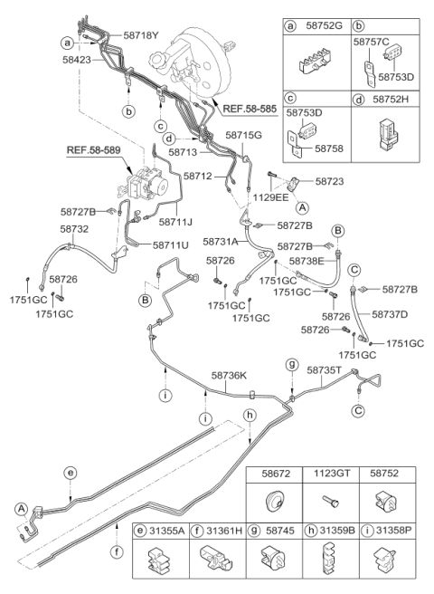 2013 Kia Sportage Clip-Brake Fluid Line Diagram for 5875243010