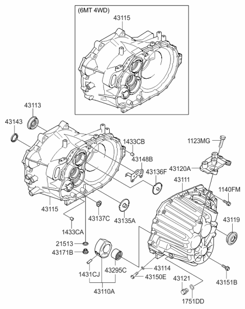 2011 Kia Sportage Bracket-Transmission Support Diagram for 4312024500