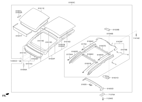 2010 Kia Sportage Lever Assembly-Panorama Roof Tilt Diagram for 816522P000