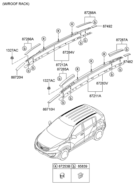 2010 Kia Sportage Rack Assembly-Roof LH Diagram for 872703W500