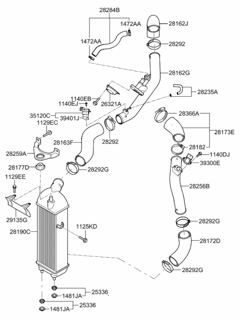 2011 Kia Sportage Turbocharger & Intercooler Diagram