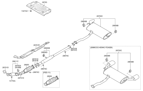 2013 Kia Sportage Muffler & Exhaust Pipe Diagram 1