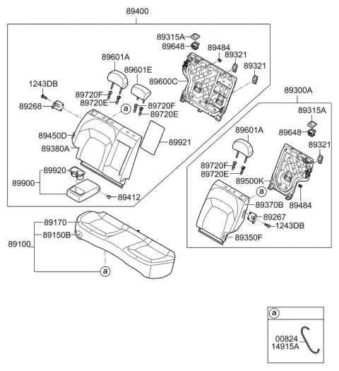 2012 Kia Sportage Rear Seat Back Covering, Left Diagram for 893703W000EAN