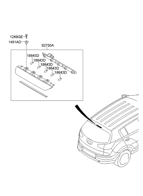 2011 Kia Sportage Lamp Assembly-High Mounted Stop Diagram for 927003W120