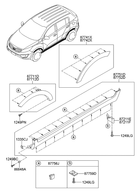 2010 Kia Sportage MOULDING Assembly-Side S Diagram for 877513W000