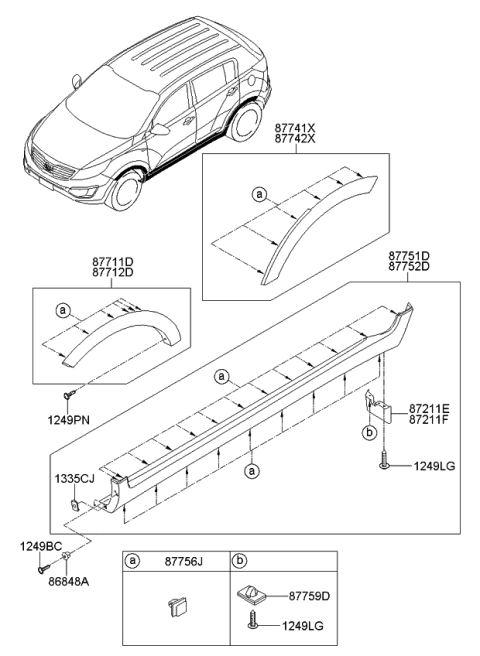 2010 Kia Sportage GARNISH Assembly-Quarter Sid Diagram for 877413W000