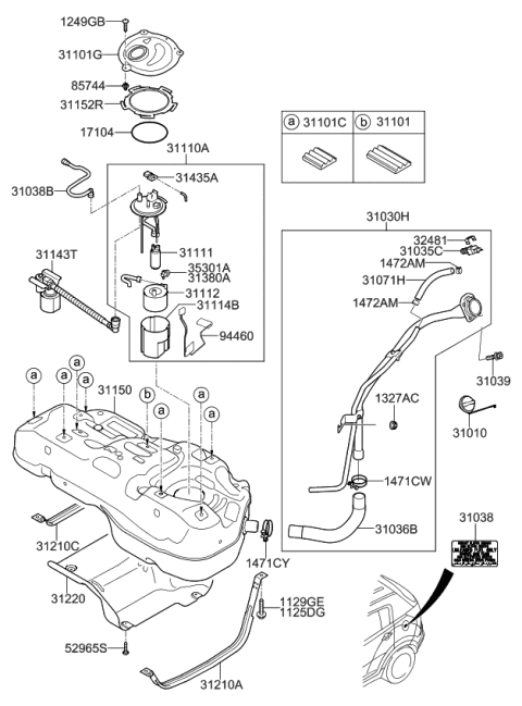2013 Kia Sportage Fuel Pump Sender Assembly Diagram for 944602S500