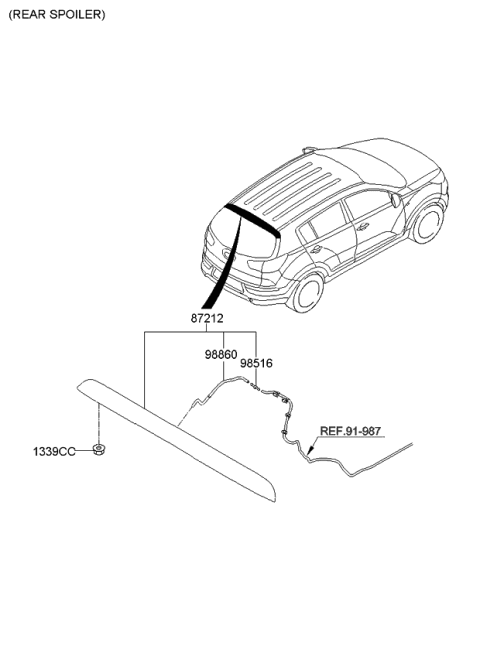 2010 Kia Sportage Roof Garnish & Rear Spoiler Diagram 4