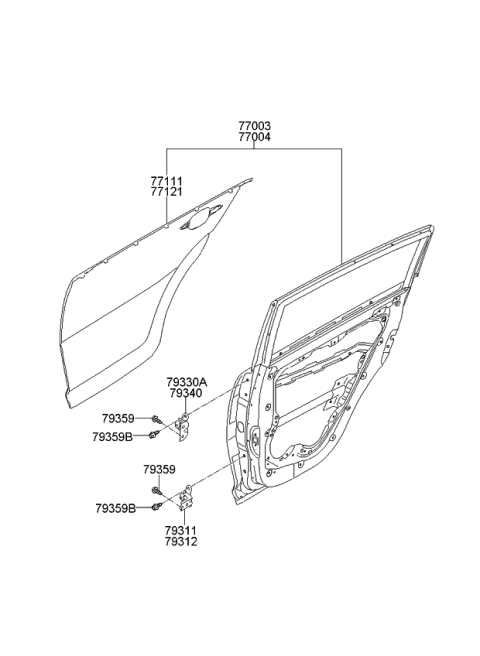 2012 Kia Sportage Panel-Rear Door Outer RH Diagram for 771213W000