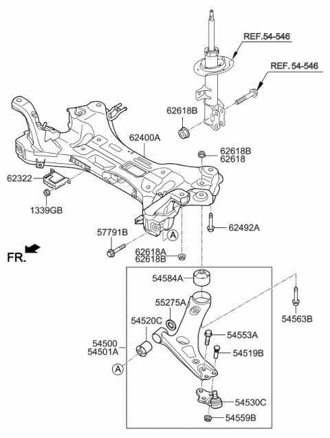 2011 Kia Sportage Bush-Front Lower Arm(G) Diagram for 545842S100