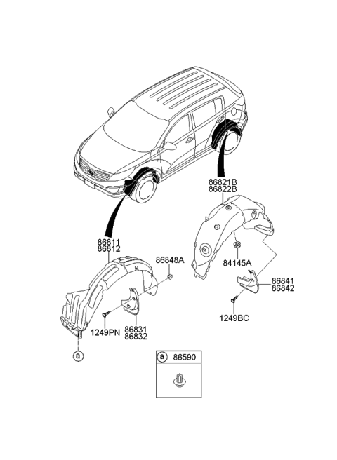 2010 Kia Sportage Guard Assembly-Front Wheel Diagram for 868113W000