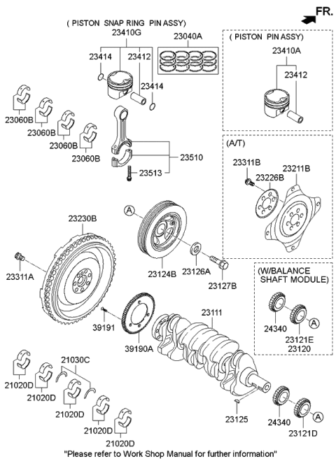 2013 Kia Sportage Piston & Pin & Snap Diagram for 234102G420