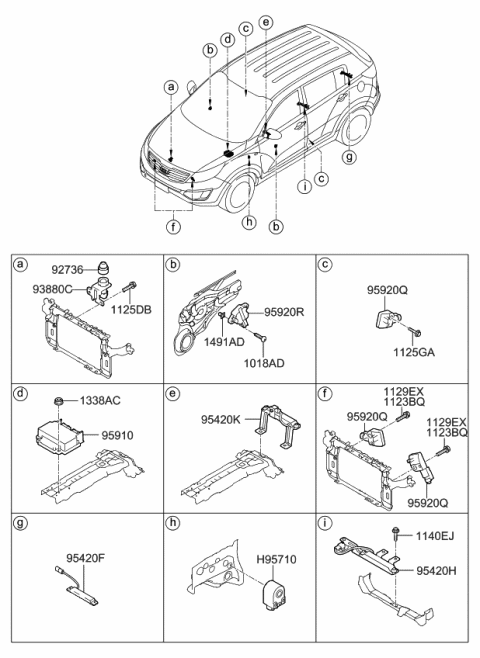 2013 Kia Sportage Air Bag Control Module Assembly Diagram for 959103W400