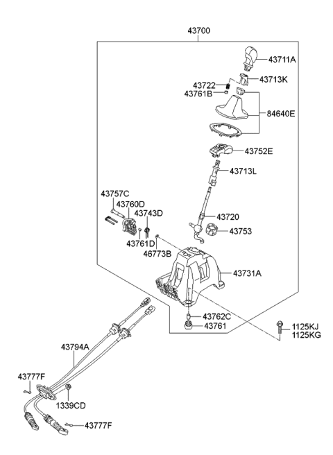 2012 Kia Sportage Lever Assembly-Select Diagram for 437603W000