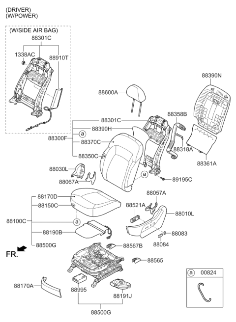 2013 Kia Sportage Front Seat Back Driver Covering Diagram for 883603W201EAV