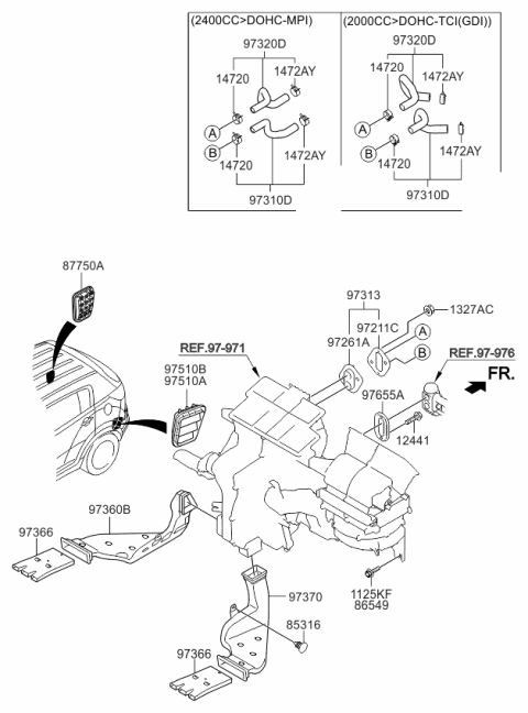 2012 Kia Sportage Duct-Rear Heating,LH Diagram for 973602S000