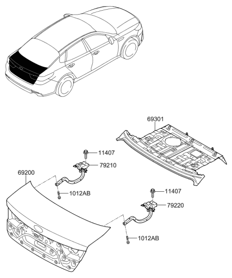 2019 Kia Optima Back Panel & Trunk Lid Diagram