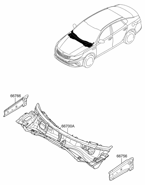 2020 Kia Optima Cowl Panel Diagram