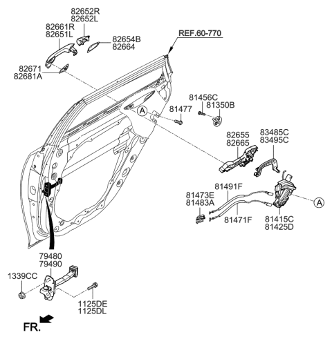 2020 Kia Optima Door Outside Handle Assembly, Left Diagram for 82651D5000