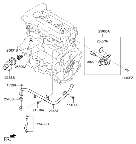 2020 Kia Optima Coolant Pipe & Hose Diagram 1