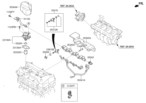 2019 Kia Optima Throttle Body & Injector Diagram 2