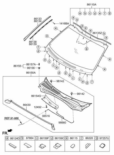 2019 Kia Optima Windshield Glass Diagram