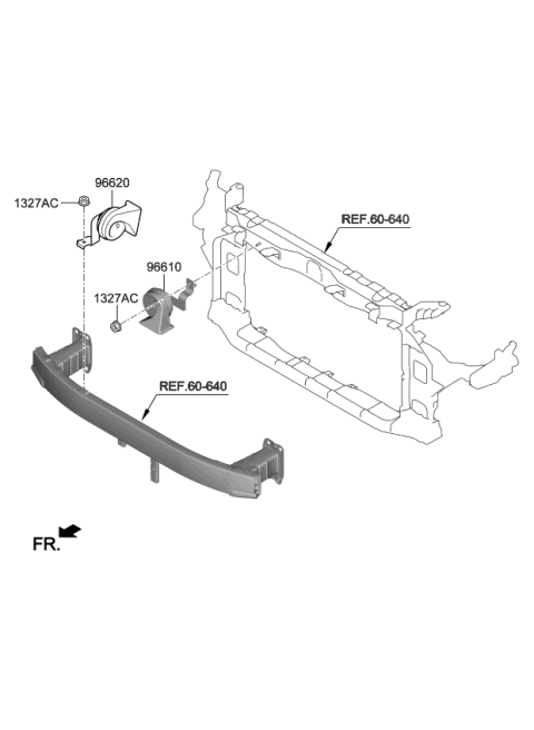2019 Kia Optima Horn Assembly-High Pitch Diagram for 96621D4000