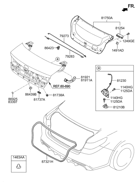 2019 Kia Optima Trunk Lid Trim Diagram