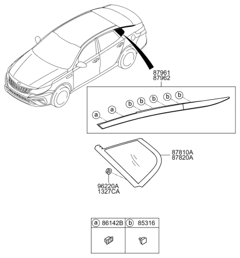 2019 Kia Optima Quarter Window Diagram