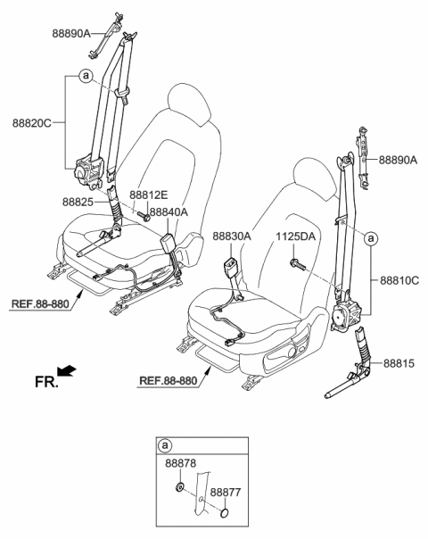 2020 Kia Optima Stopper-Seat Belt Upper Diagram for 888770W000WK