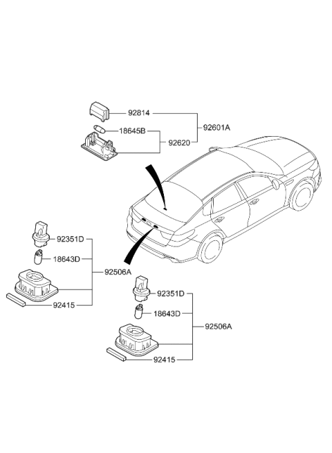 2020 Kia Optima License Plate & Interior Lamp Diagram