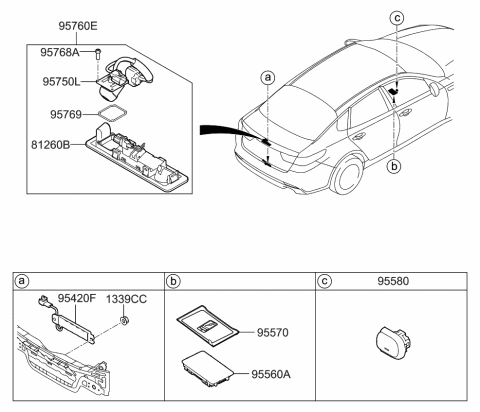 2020 Kia Optima Trunk Lid Outside Handle & Lock Assembly Diagram for 81260D4500