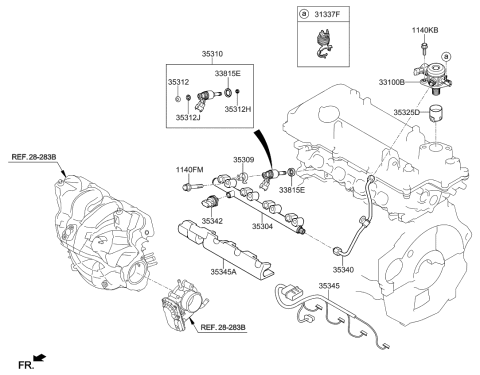 2019 Kia Optima Throttle Body & Injector Diagram 1